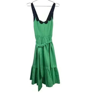 Kate Spade Green Tiered‎ Ruffle Skirt Retro Pinup Midi Belted Dress